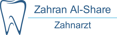 Logo der Zahnarztpraxis Zahran Al-Share in Trier mit stilisiertem Zahn-Symbol in Blau