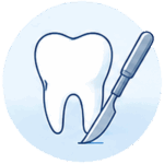 Icon für Oralchirurgie mit Zahn-Symbol und chirurgischem Instrument in der Zahnarztpraxis Trier
